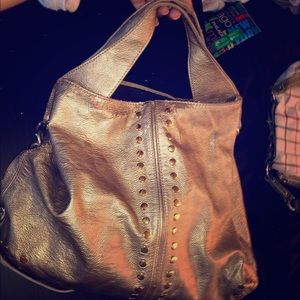 Gold hand bag